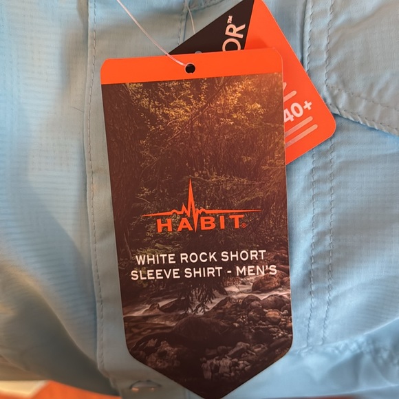 Habit | NWT Mens Short Sleeve Fishing Guide Shirt Sail Blue - Picture 6 of 6
